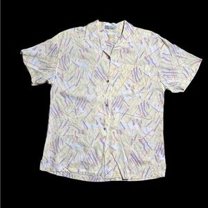 1990’s Movie Theater Floor Print Cream and Purple Shirt